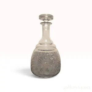 Baccarat Crystal "Lulli" Liquor Decanter with Stopper -- Etched Floral Scroll, Signed France