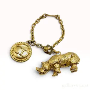 Vintage Christian Dior Gold Plated Rhinoceros Bag Charm