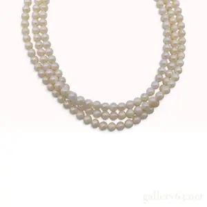 A Vintage Silver and Cream Cultured Pearl Triple Strand Necklace 16 Inch