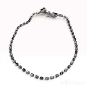 Platinum and 1.00 Carat Total Weight Colorless and Blue Diamond Tennis Bracelet