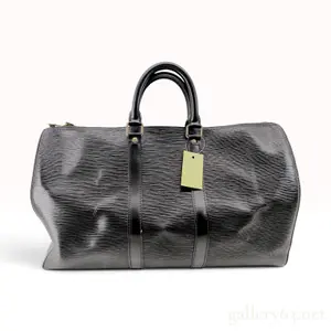 Vintage Louis Vuitton Keepall 45 Black Epi Leather Travel Bag with Padlock