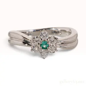 Pt900 0.05ct Paraiba Tourmaline and 0.26ctw Natural Diamond Floral Cluster Ring with NGL Report