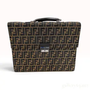 Vintage Fendi Zucca Monogram Tobacco Canvas Briefcase