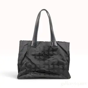 Vintage Chanel New Travel Line Black Jacquard Tote Bag MM