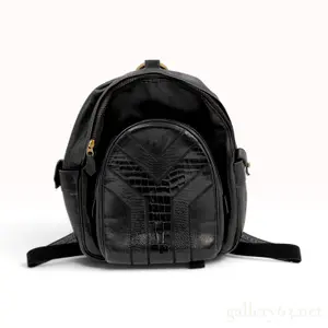 Vintage Yves Saint Laurent Mixed Texture Black Leather Y Line Backpack