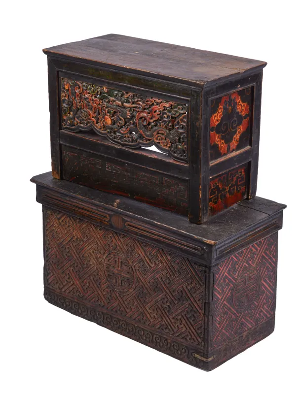 Two Tibetan Hand Painted Benches from auction in Freeport, Maine — image 13