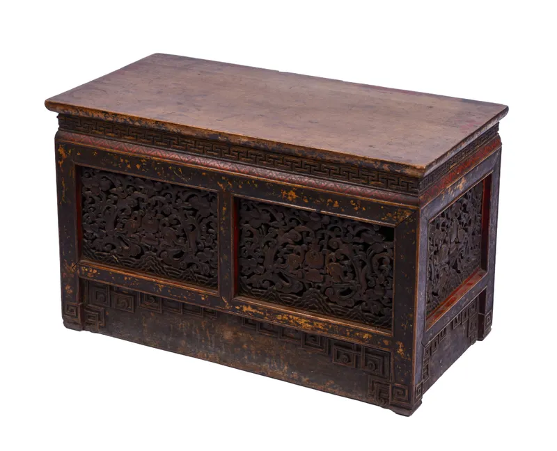 Tibetan Hand Carved Bench With Drawer. from auction in Freeport, Maine — image 14