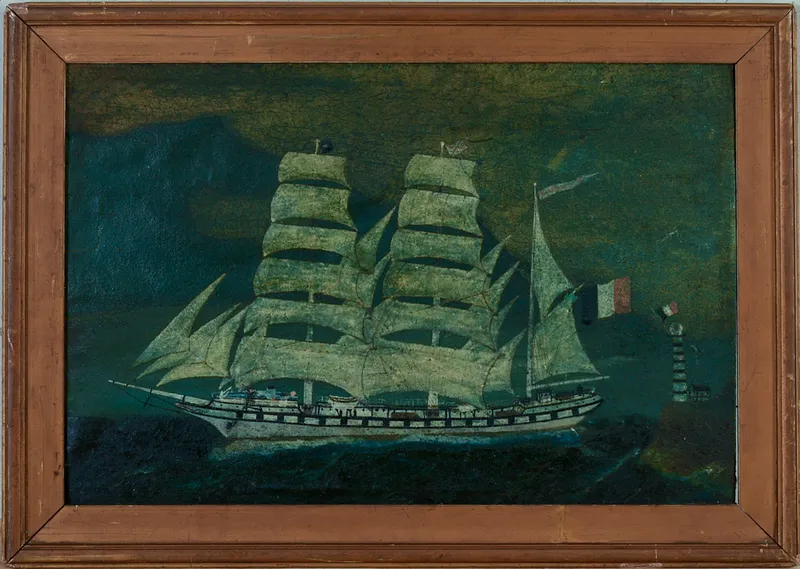 19th Century Painting of a French Clipper Ship. from auction in Freeport, Maine — image 31