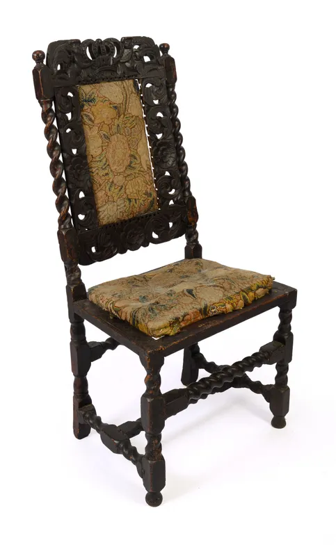 17TH CENTURY ENGLISH CARVED SIDE CHAIR. from auction in Freeport, Maine — image 6