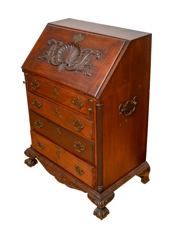 DIMINUTIVE CHIPPENDALE STYLE SLANT FRONT DESK. from auction in Freeport, Maine — image 17