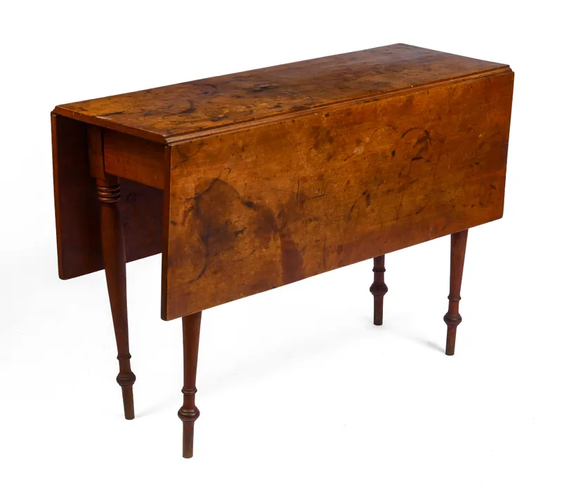 NEW ENGLAND SHERATON DROP-LEAF TABLE. from auction in Freeport, Maine — image 35