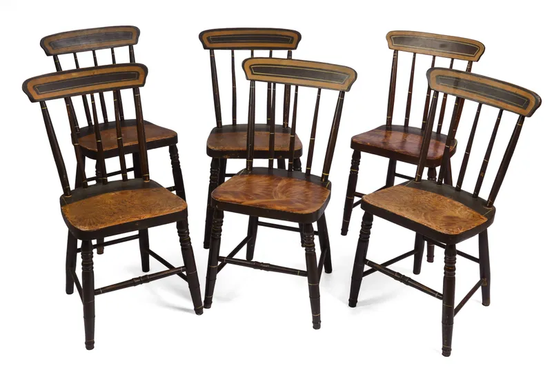 SIX MAINE GRAIN-PAINTED CHAIRS. from auction in Freeport, Maine — image 47