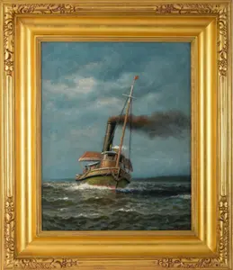 James Gale Tyler (1855 - 1931). Tugboat with Dory
