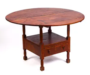 NEW ENGLAND FLAME BIRCH HUTCH TABLE.