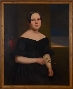 19th Century American School Folk Art Portrait of a Woman
