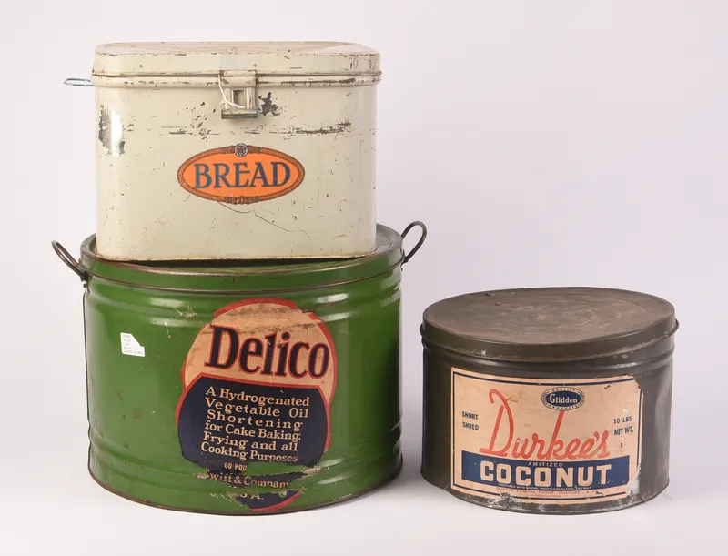 Three Large Vintage Food Tins. from auction in Freeport, Maine — image 6