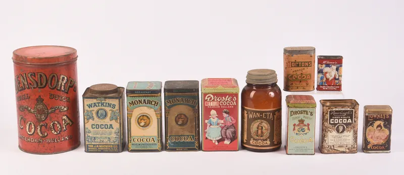 Ten Cocoa Vintage Tins and a Jar. from auction in Freeport, Maine — image 30