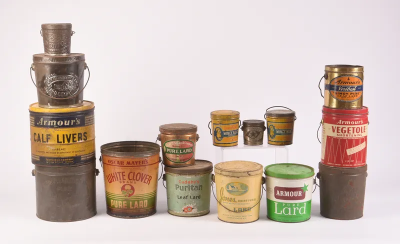 Fifteen Various Vintage Lard and Minced Meat Tins. from auction in Freeport, Maine — image 34