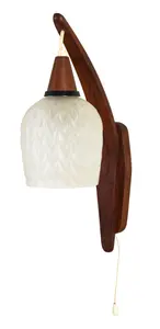 DANISH MODERN TEAK AND GLASS WALL SCONCE.