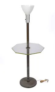 MID CENTURY MODERN FLOOR LAMP SIDE TABLE.