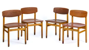 FOUR KVETNY & SOONERS DANISH TEAK DINING CHAIRS.