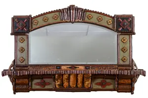 ADIRONDACK MIRROR WITH SHELF.