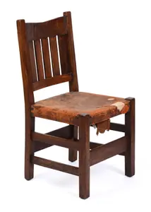 GUSTAV STICKLEY V-BACK SIDE CHAIR.
