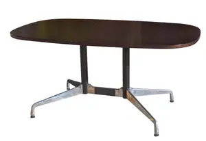 CHARLES EAMES FOR HERMAN MILLER DINING TABLE WITH METAL BASE.