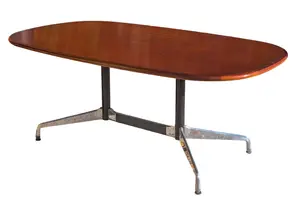 CHARLES EAMES FOR HERMAN MILLER DINING TABLE WITH METAL BASE.