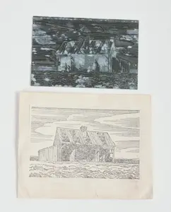 ENGRAVING PLATE: DERELICT BARN.