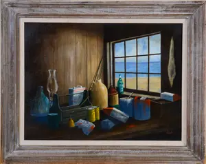 DONALD BELL. STILL LIFE WITH CROCKS.