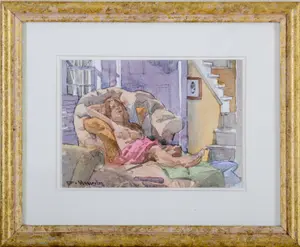 DEWITT HARDY (1940-2017). INTERIOR WITH NUDE WOMAN.
