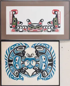 TWO PACIFIC NORTHWEST TRIBAL DESIGN PRINTS.