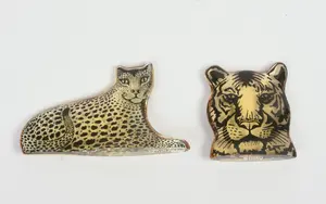 TWO LUCITE BIG CATS BY ABRAHAM PALATNIK.