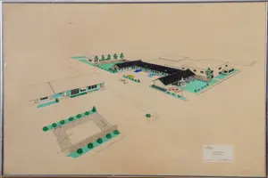 MID CENTURY ILLUSTRATION OF SANDMAN MOTEL, SOUTH PORTLAND