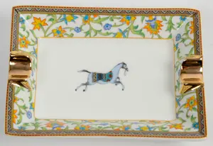 HERMES PORCELAIN ASHTRAY.