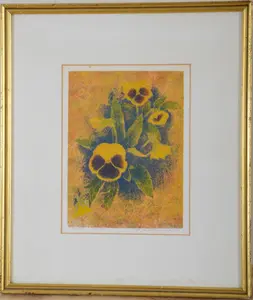 YUKIO KATSUDA SERIGRAPH WITH FLOWERS.
