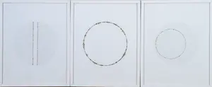 THREE DANIELLE LAPOINTE MINIMALIST DRAWINGS.