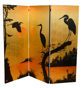 John Squadra (B. 1932). Painted Screen with Heron