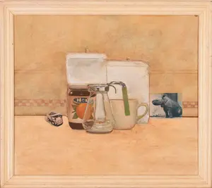 STILL LIFE WITH SYRUP PITCHER.