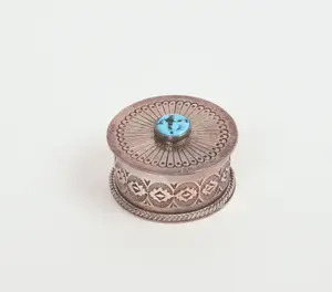 NAVAJO STERLING AND TURQUOISE BOX.