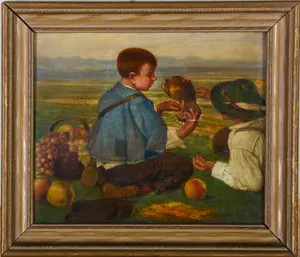 CHILDREN WITH A FALCON, ATTRIBUTED ENRIQUE SEGURA IGLESIAS.
