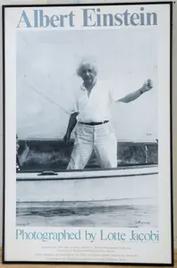 LOTTE JACOBI SIGNED ALBERT EINSTEIN EXHIBIT POSTER.