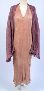 FORTUNY DELPHOS GOWN AND A SHAWL.