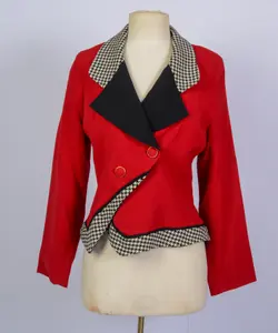 RED AND HOUNDSTOOTH ALBERTO MAKALI WOMEN'S BLAZER.