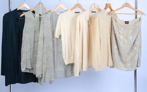 SIX GIORGIO ARMANI LADIES BLOUSES, SIZES 46, 48, 10 AND 12.