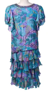 SAKS FIFTH AVENUE TIERED CHIFFON DRESS.