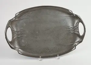 HUTTON ART NOUVEAU ENGLISH PEWTER TRAY.