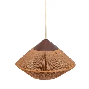 FOG & MORUP TEAK AND JUTE PENDANT LAMP.