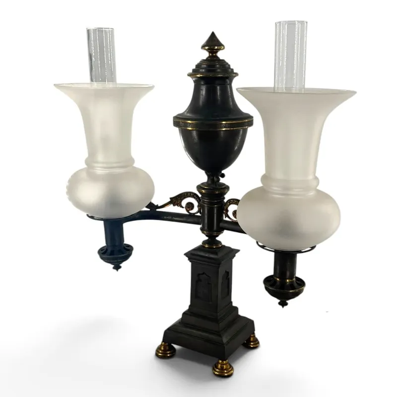 Classical Double-Arm Argand Lamp, Electrified from auction in Aberdeen, Mississippi — image 4